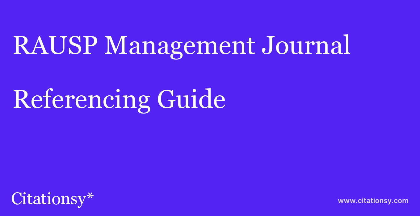 cite RAUSP Management Journal  — Referencing Guide